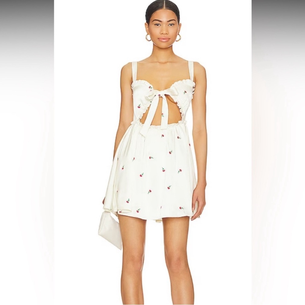 Eden Mini Dress in Ivory & Pink